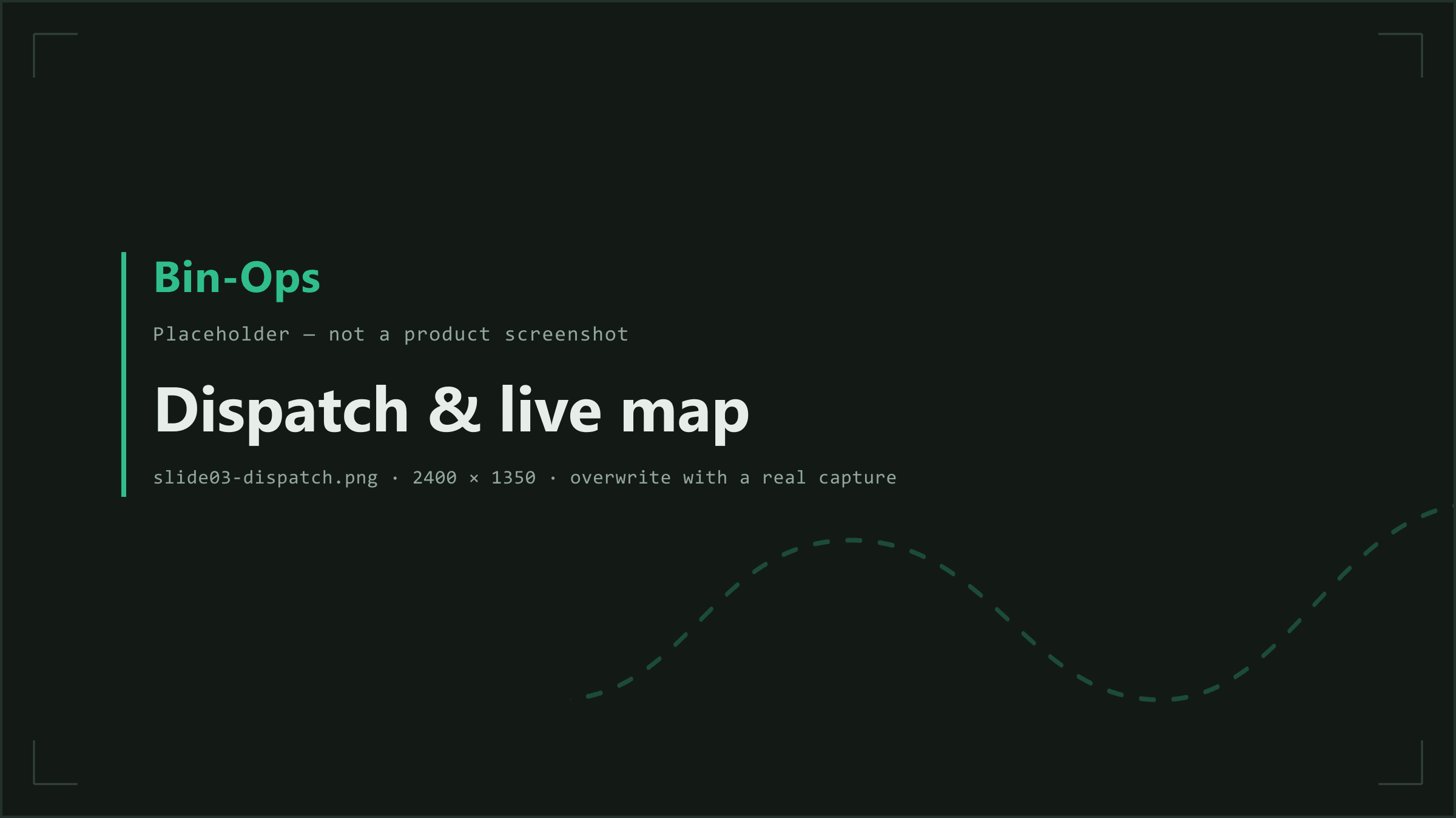 Placeholder frame. Will show: The dispatch board for a working day: four routes side by side over a street map, each with its truck, driver, stop count and ordered stops.